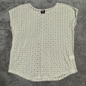 Bobeau Vintage Cream Eyelet Boho Top Made in USA L